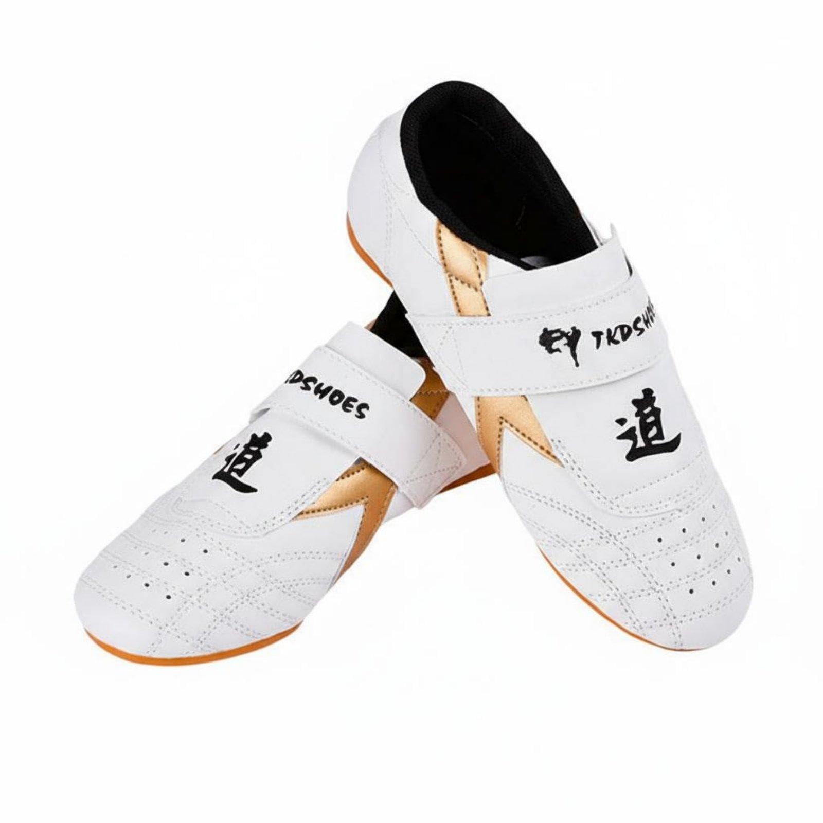 CALANDIS Hook-and-Loop Kickboxing Footwear Shoes Soft Sole Hook-and-Loop Strap Kickboxing Footwear Shoes Breathable Fighting Arts Footwear for Children 30 Gold-picture-41