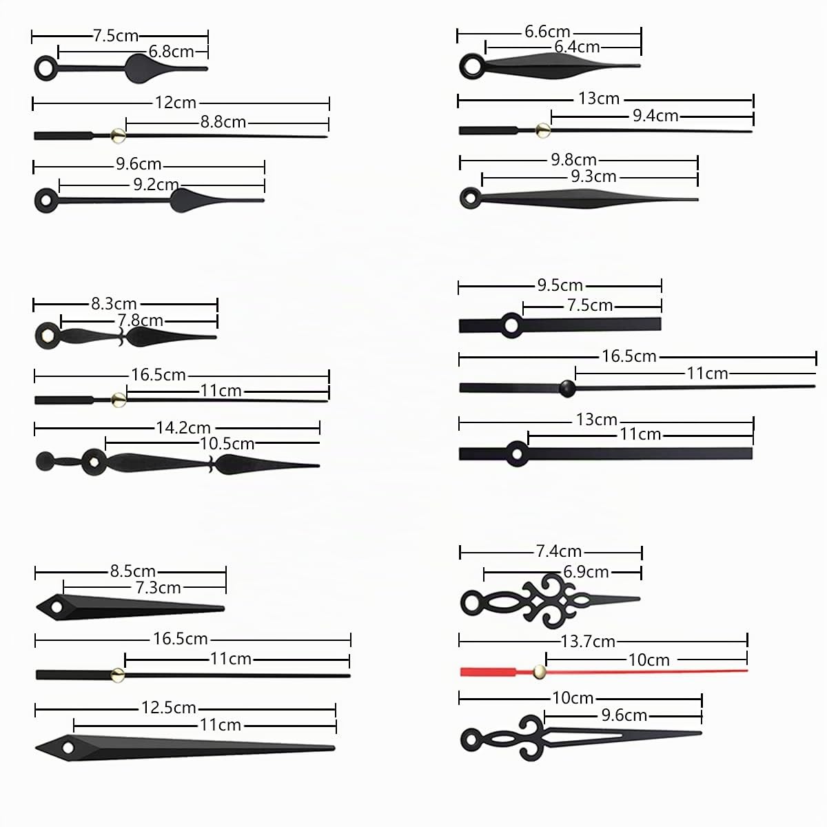 Mecanismo Reloj de Pared, 6 Piezas Mecanismos de Movimiento de Relojes | Maquinaria de Reloj a Pilas con 6 Juegos Puntero para DIY Reparación Reloj Pared Reemplazo Piezas (22mm)