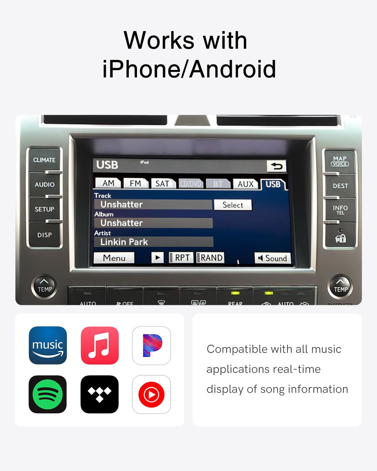 Bluetooth Adapter for Select Toyota & Lexus Models – USB-Powered Wireless Music Streaming for Crown (2007-2012), Prado (2010-2013), Lexus CT200h/IS/ES/RX/LS/GX (2010-2015)