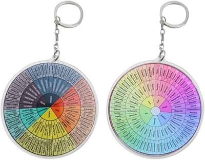 gofidin 2PCS Feelings Wheel Double Sided Keychain Bag Ornament Vintage Round Emotion Backpack Pendant Car Keyring Friendship Remembrance Gift