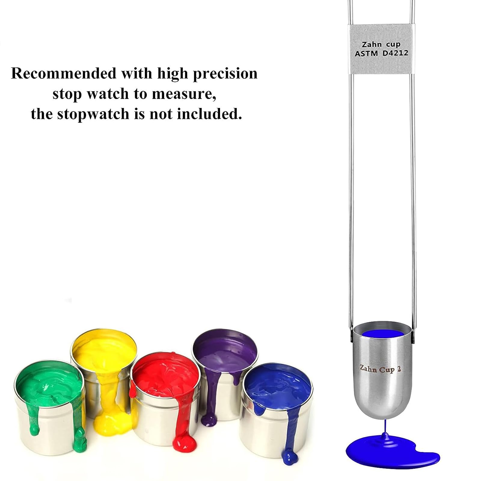 Vaso de viscosidad, viscosímetro de acero inoxidable tipo inmersión para medición de alta viscosidad, capacidad de 44 ml para acabados de pintura y aceite