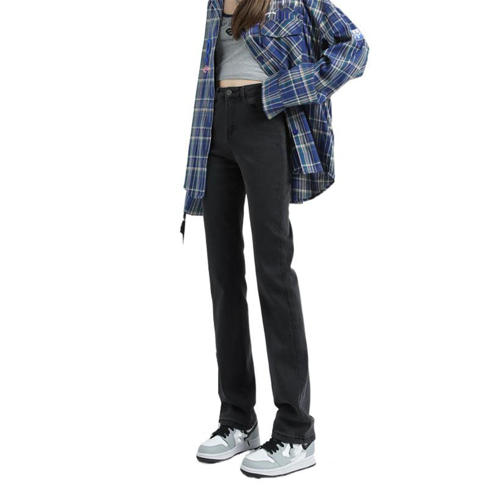 Jeans para Mujer Rectos Casuales Ajustados Relajados Tiro Alto Pantalones