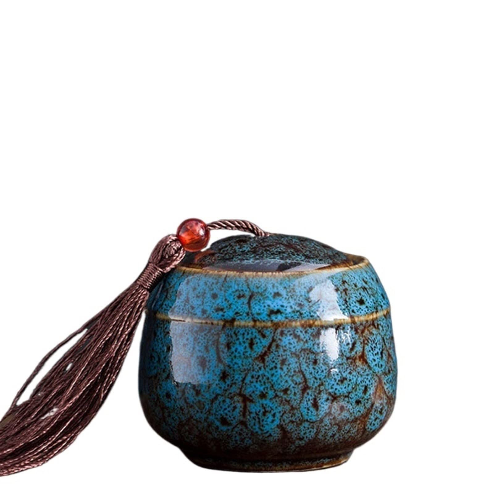 JINGYAN Tea Storage Jars Ceramic Tea Caddy Travel Portable Small Pot Jar Box Sealed Storage Teaware Home Decor Gift for Friend