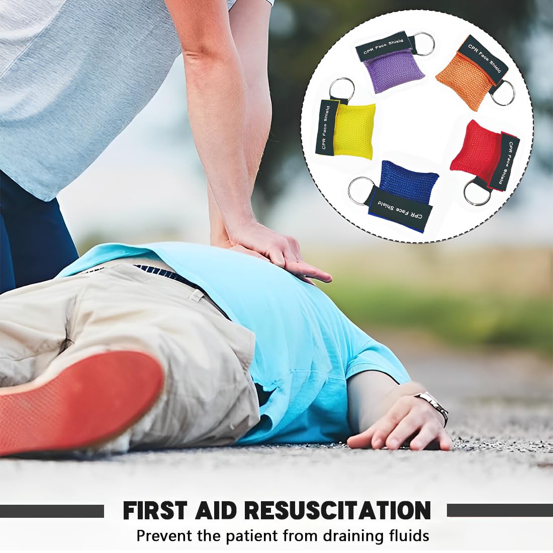 5 Pz Maschera di respirazione Portachiavi RCP Face Shield di Primo Soccorso Maschere respiratorie per Adulti e Bambini, Panno di Emergenza per Il Primo Soccorso o addestramento AED