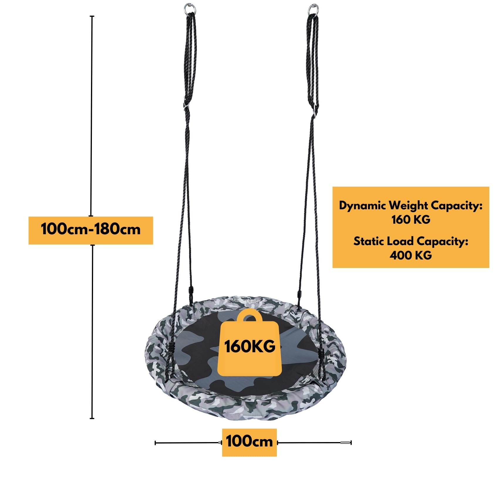 Zestaw huśtawek pod spodek, dla dzieci i dorosłych, 900D, wodoszczelna tkanina Oxford 40 cm, 100 cm, latające siedzisko z regulowaną liną do zawieszenia, do placu zabaw na świeżym