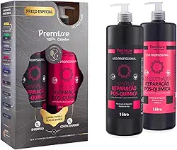 Premisse Kit Profissional Reparação Pós-Química, Shampoo e Condicionador, 1L Cada, com Hidrolisado de Algarrobo e Proteína de Soja, para Cabelos Danificados