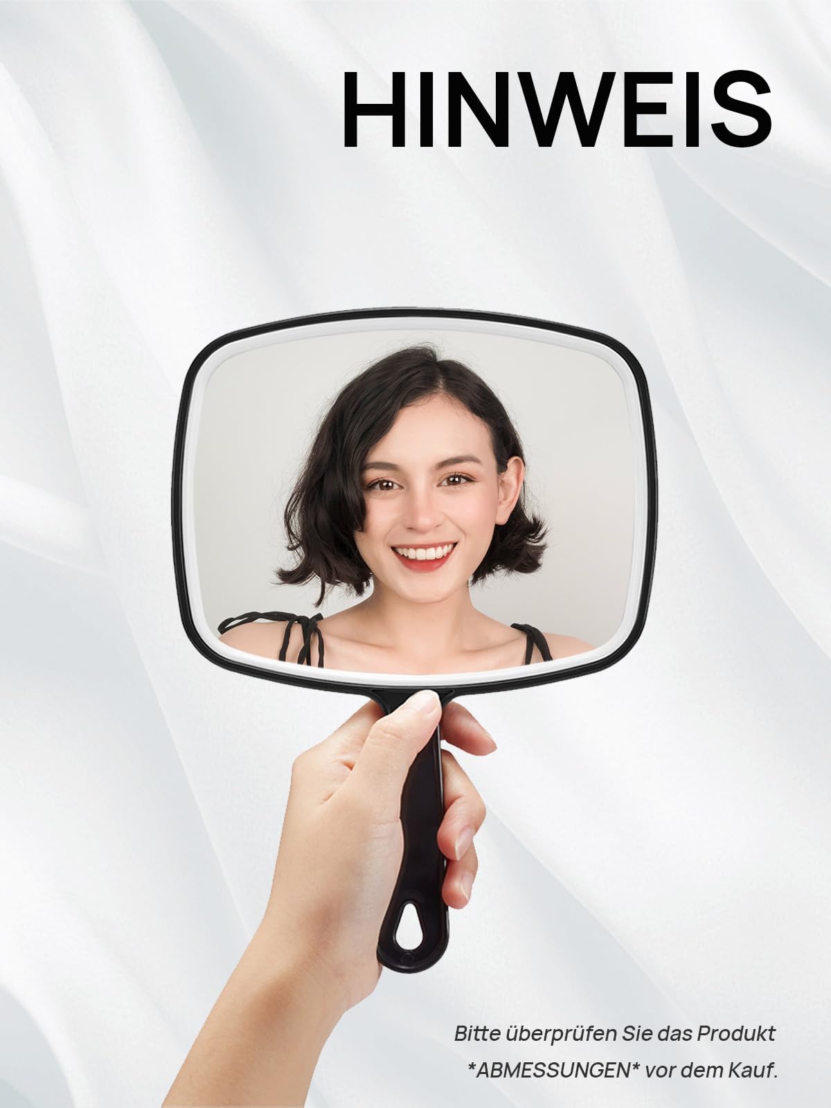 OMIRO Hand Mirror, Large Black Handheld Mirror with Handle,Square,L, L (Pack of 1) - Image 2