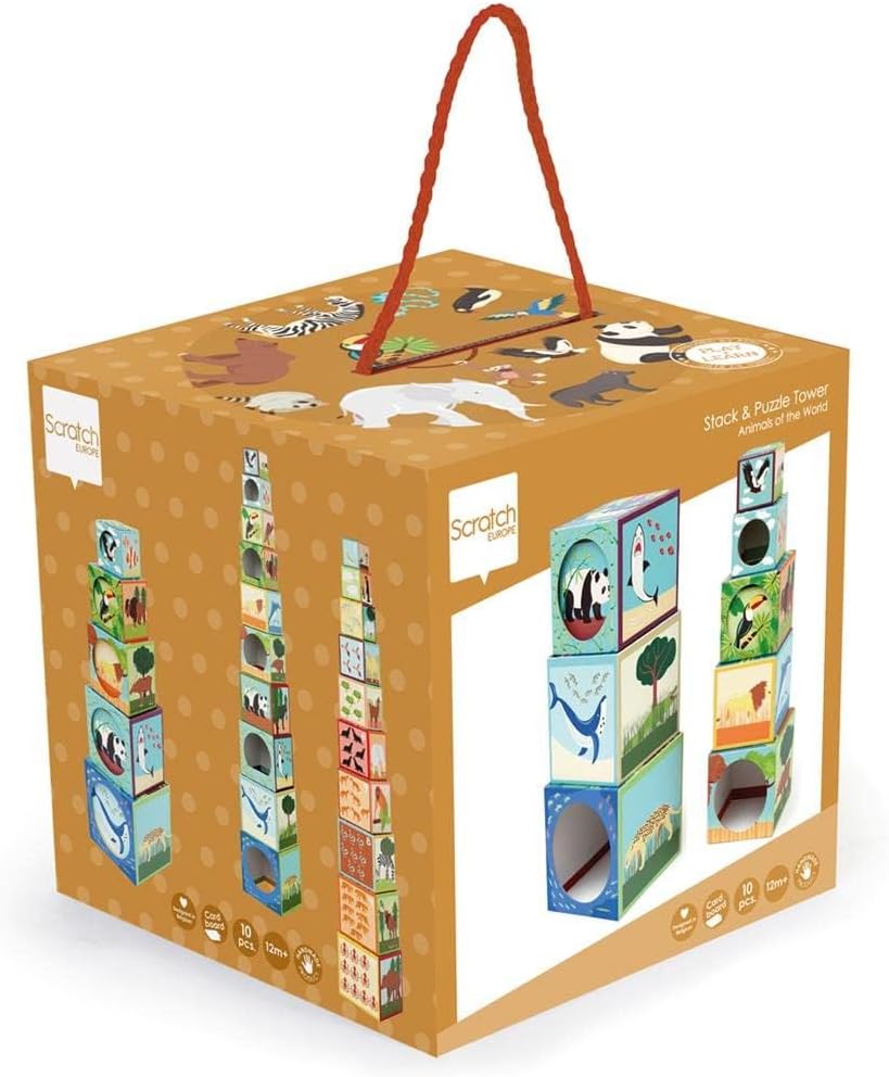 Animals of the World Stacking Pyramid by Scratch Europe- Toddler Building Blocks