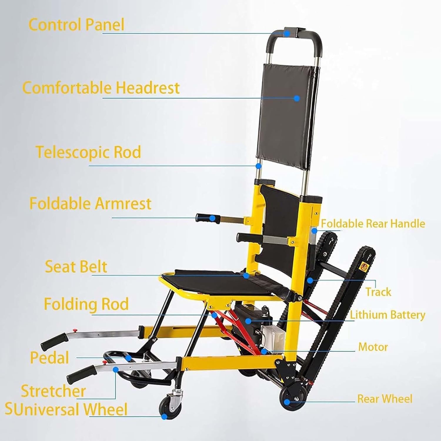 Montascale elettrico pieghevole per scale - Attrezzatura medica portatile per assistenza alla mobilità con capacità di carico di 300 libbre