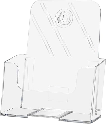 Marketing Holders Paquete de 6 soportes para folletos de acrílico transparente de 6.5 pulgadas de ancho, soporte de pared o encimera que ahorra