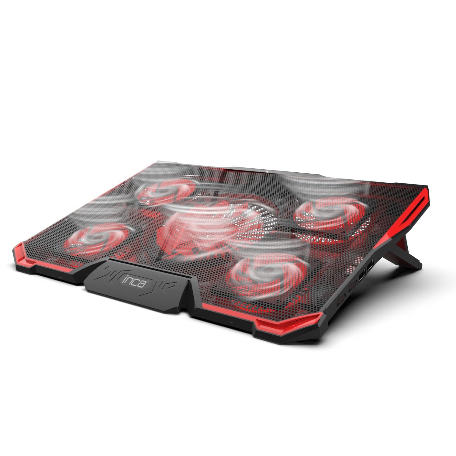 inca INC-611GMS - Laptop Kühler, Laptop Kühlpads für 14-17 Zoll Notebook, 5 Lüfter mit LEDs, 2200 RPM, 5 Höheneinstellungen, Gaming Cooler, Schneller Kühlvorgang