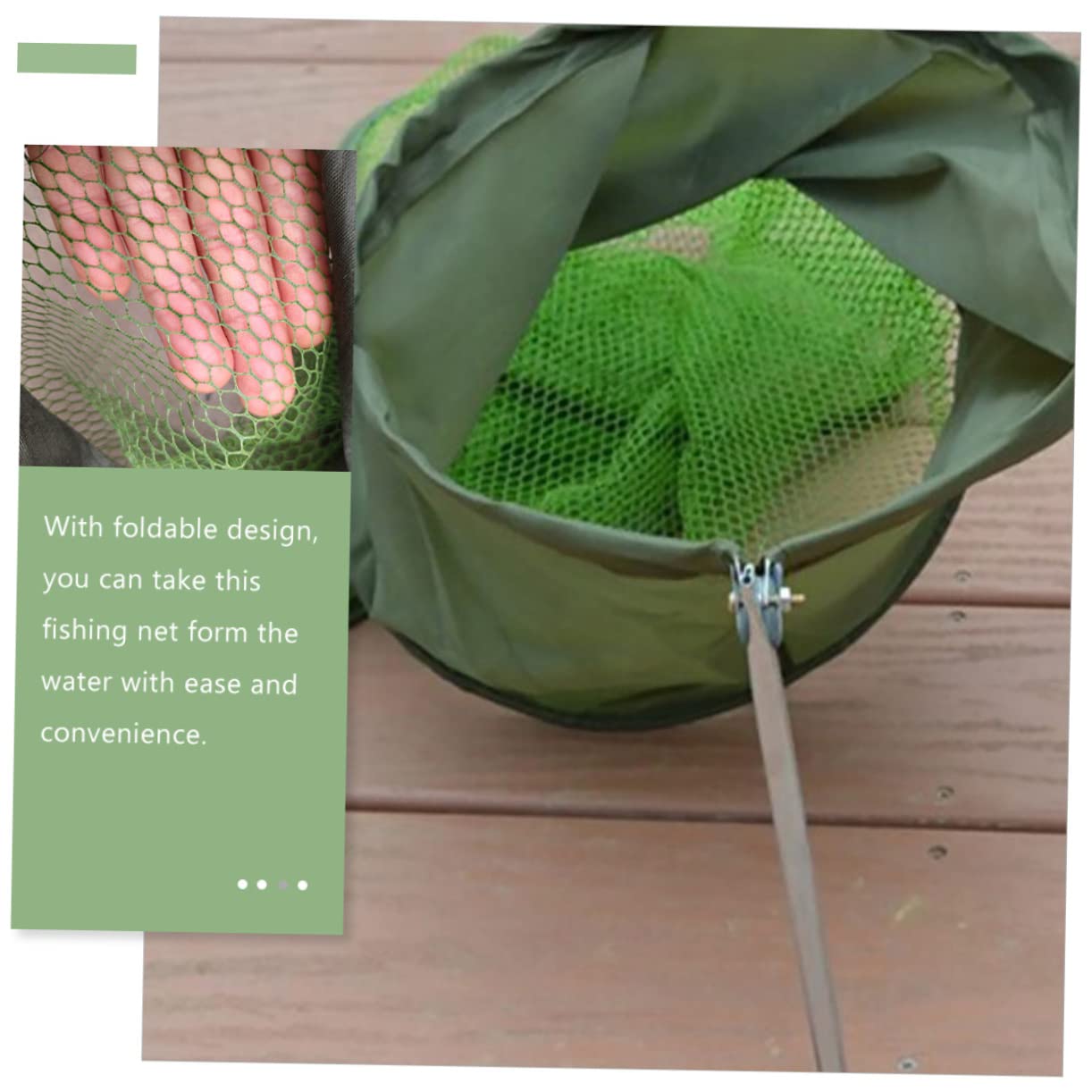 KOMBIUDA Filet de pêche Pliable en Acier Inoxydable Robuste Filet de Protection pour la pêche Filet de pêche Portable pour la pêche Sauvage et Le Stockage du Poisson