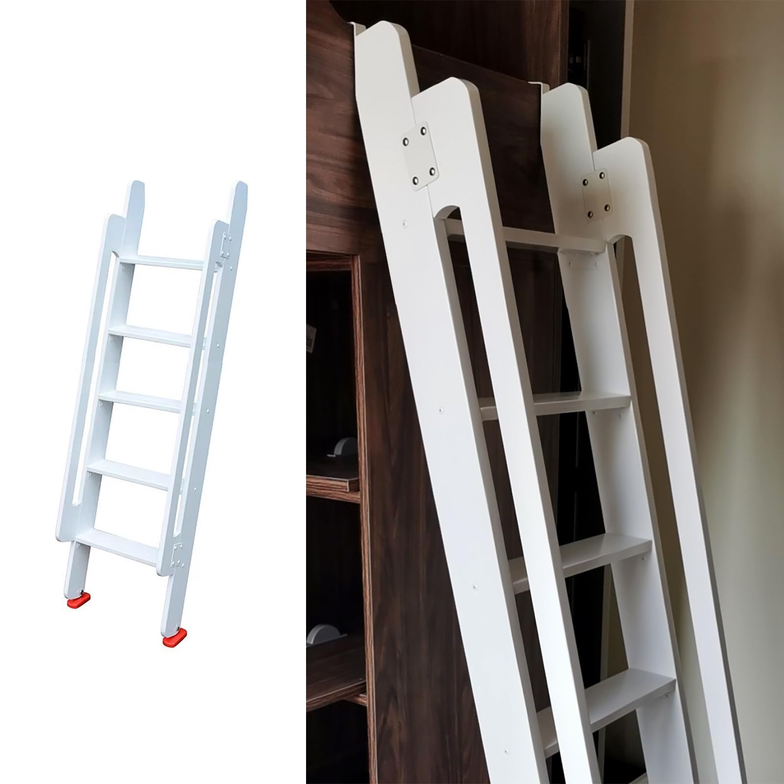 FAXIOAWA Scaletta per Letto a Castello in Legno Massello, Scaletta Multifunzione per Letto a Castello a 3/4/5 Gradini, Scala a Terra con Corrimano di Sicurezza e Piedini Antiscivolo (Size : 150cm/59)