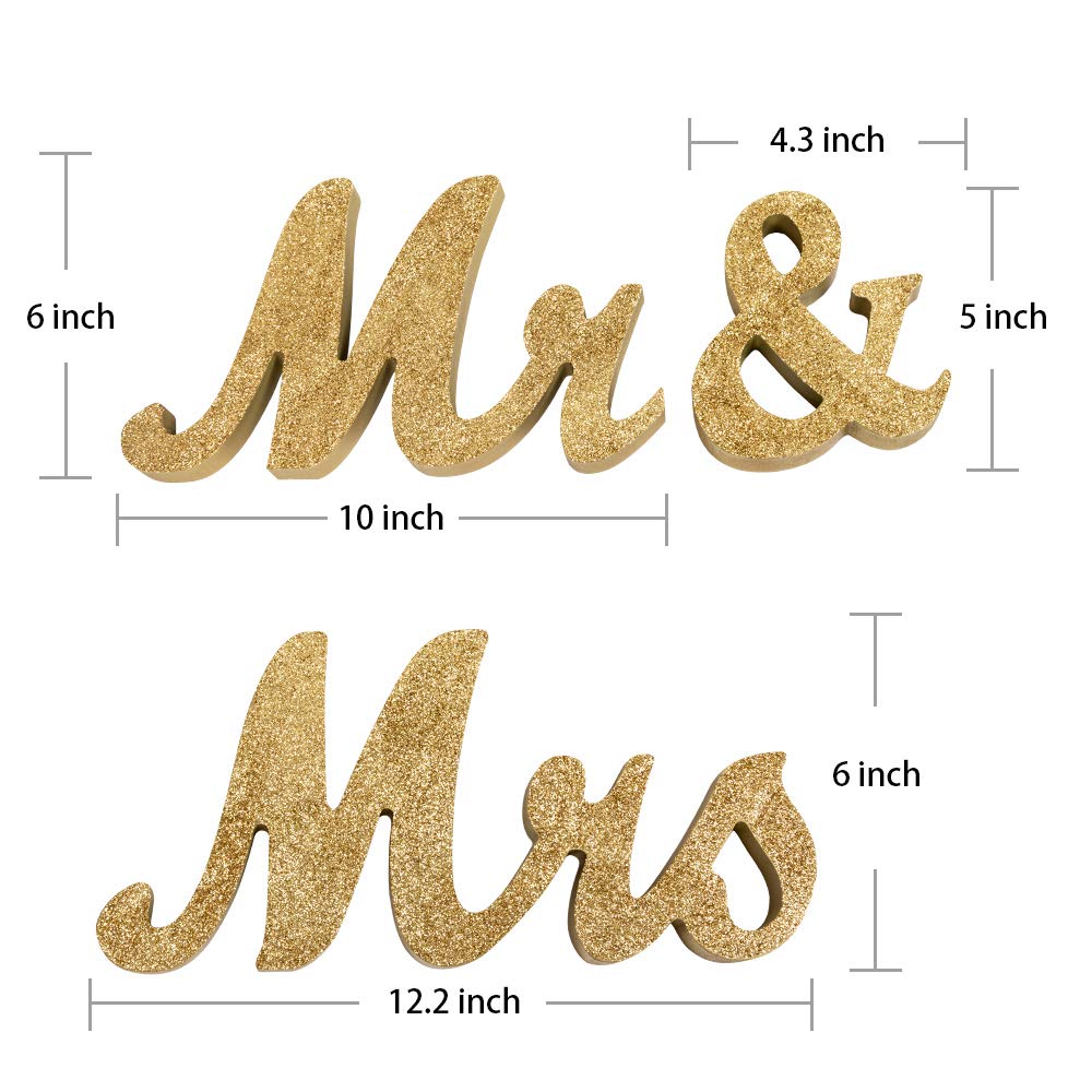Letras decorativas de mesa con texto en inglés «Mr and Mrs» para bodas, fotos, fiestas, carteles o regalo de boda