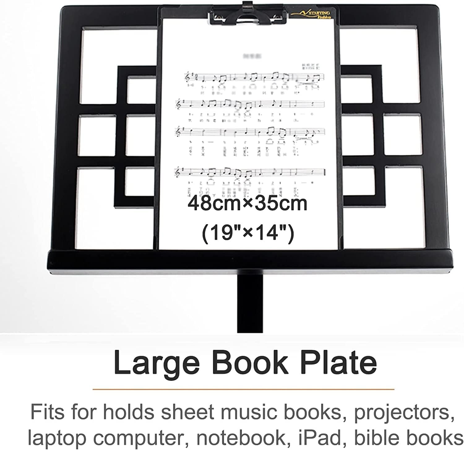 Atril para Libros, Atril para partituras, Atril de Madera Resistente, Atril portátil para partituras, para Uso en Estudios domésticos, conciertos, estantería (Negro)