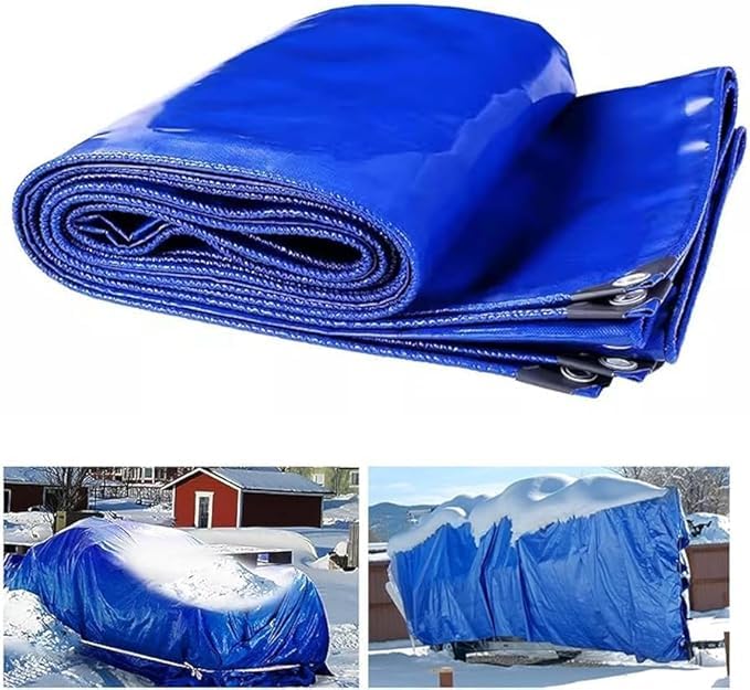 Image of PlantaZee 12FT X 9FT 90 GSM Blue Tarpaulin Tirpal Tadpatri Tharpai Thadika, Extra Strong, 100% Waterproof, Technology-1 No.
