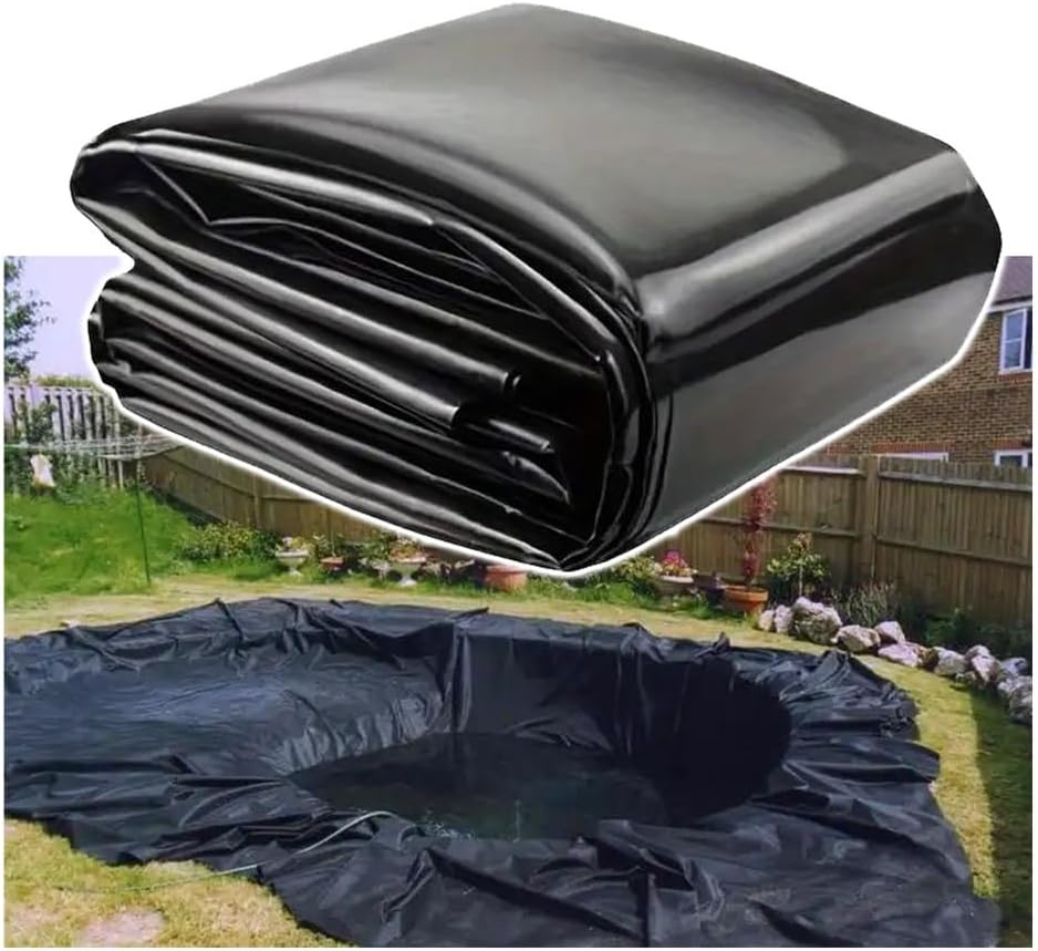 1-15 M Length 8 Mil Fish Pond Mat, HDPE Koi Pond Liners for Waterfall Garden Fountains Water Features Streams, Easy Cutting(3x5.5m)