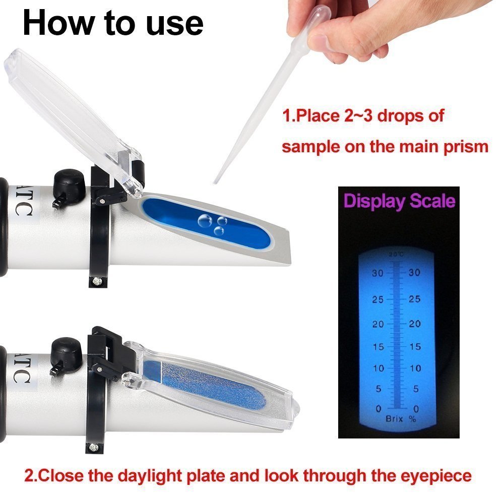 Honigrefraktometer 0-32% - Zuckermessgerät Für Wein & Bier ATC