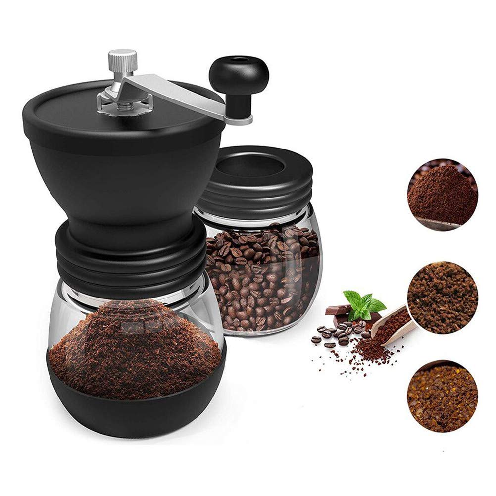LBCD Manuale Macina Da Caffè In Acciaio Inox Regolabile Portatile A Mano Grossezza Ceramica Mulino Conico Con Due Barattoli Di Vetro Pennello Cucchiaio Ministero degli Interni E Viaggi