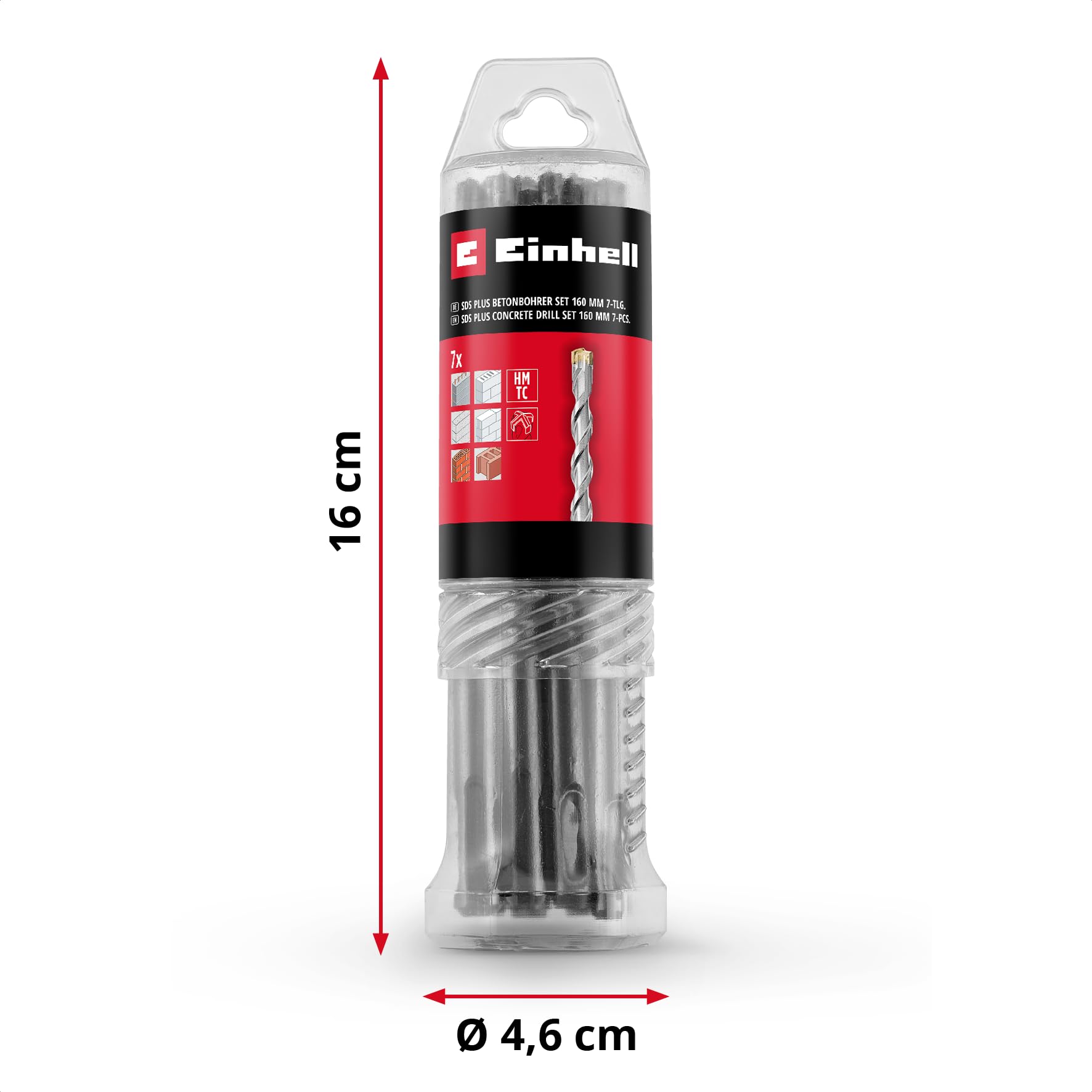 Original Einhell 7 pièces SDS Plus foret marteau 160 mm acier à outils 40Cr plaquette métal dur quatre tranchants