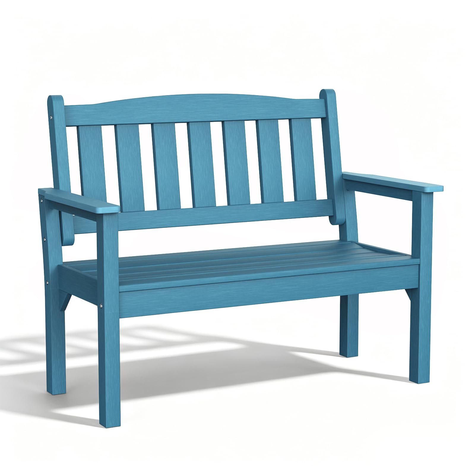 Psilvam 2-Person Poly Lumber Outdoor Bench with 700 Lbs Capacity, Brown