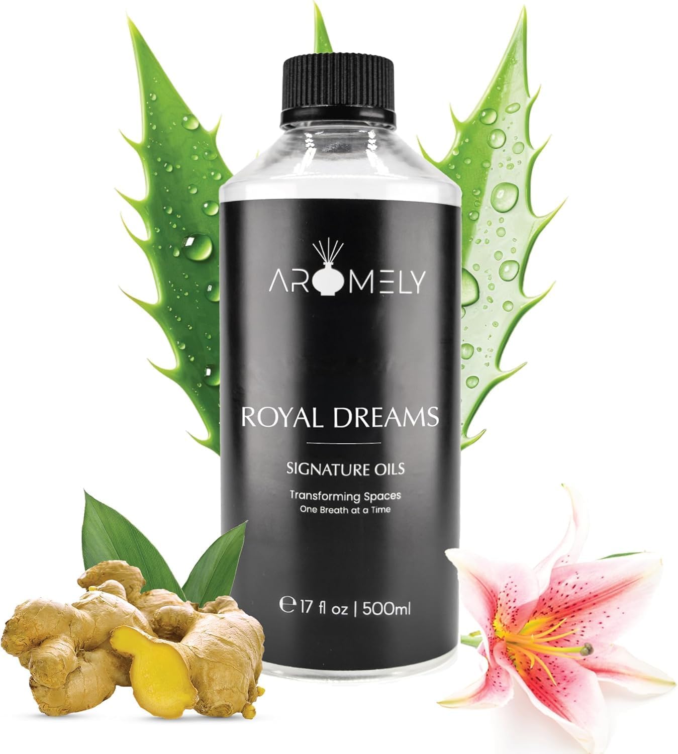 AROMELY Royal Dreams Inspired by Inspired by 5-Star Hotels® Aromely Hotel Selection Diffuser Oil - Luxurious Notes of White Tea, Aloe Vera, Ginger, Amber and Musk (500ml) - Image 2