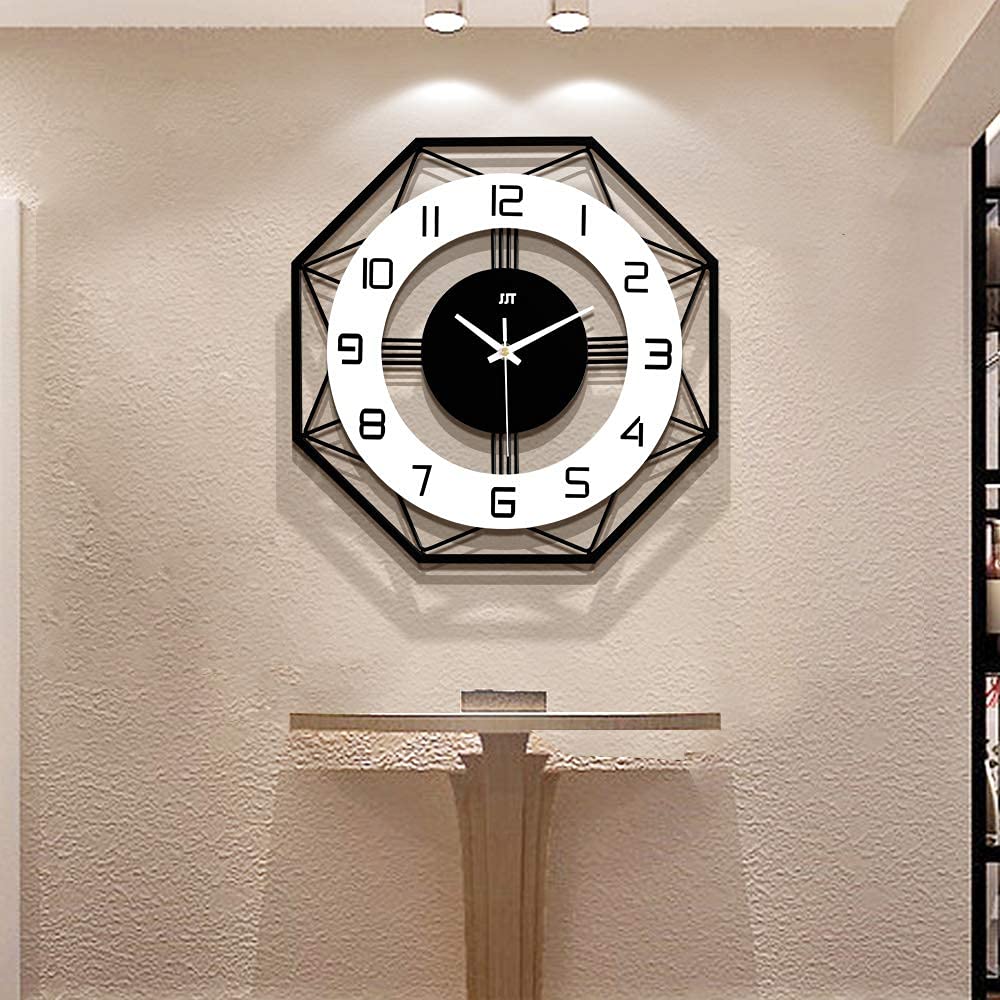 Wanduhr Groß Modern Schwarz für Wohnzimmer Holz ohne Tickgeräusche | 43cm Uhrwerk für Wanduhr mit Pendel Lautlos ohne ticken , pendeluhr wanduhr aus Metall für Schlafzimmer Küche Dekorative