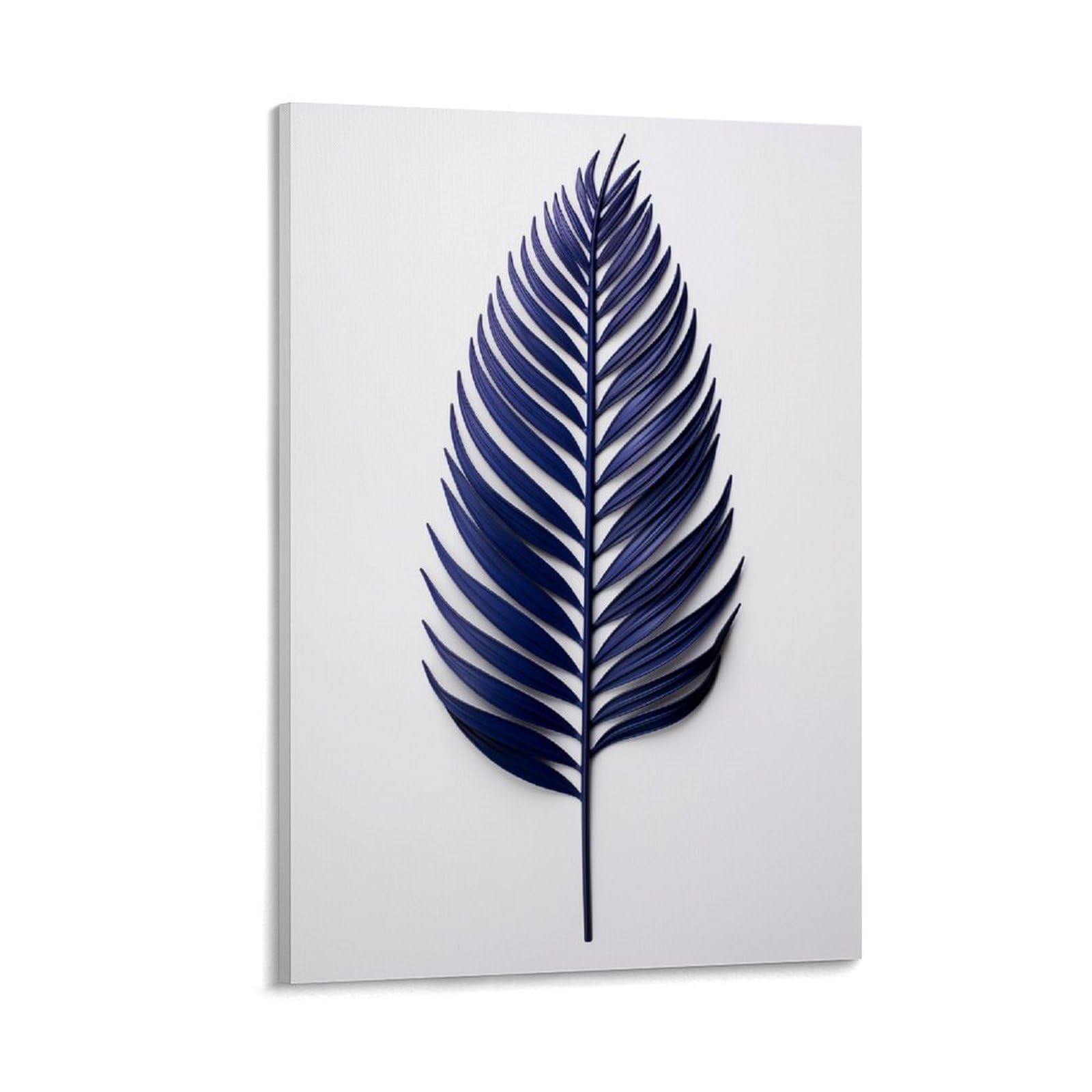 GMUKIFFY Blue Palm Leaf Painting on Canvas Wall Art Abstract Leaves Tropical Plant Picture Stretched And Framed Canvas Prints Artwork for Home Decorations Ready to Hang Wall Decor 24x36inch(60x90cm)