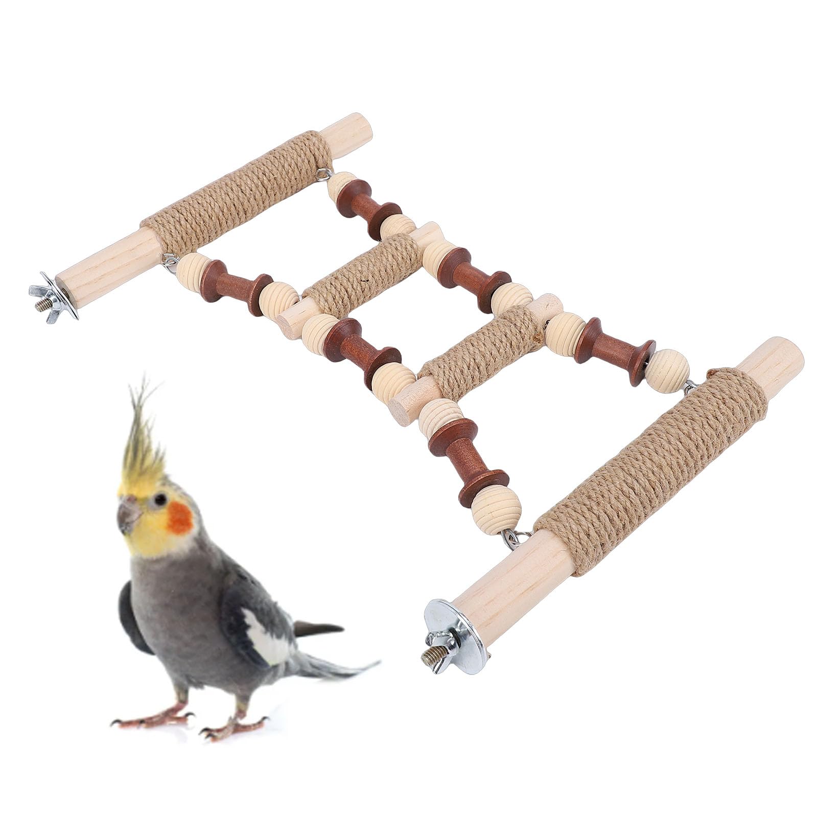 Muiltvoe Parrot Bridge, Non Slip Beech Wood Cage Accessory Bird Exercise Climbing Ladder for Parrots and Budgies