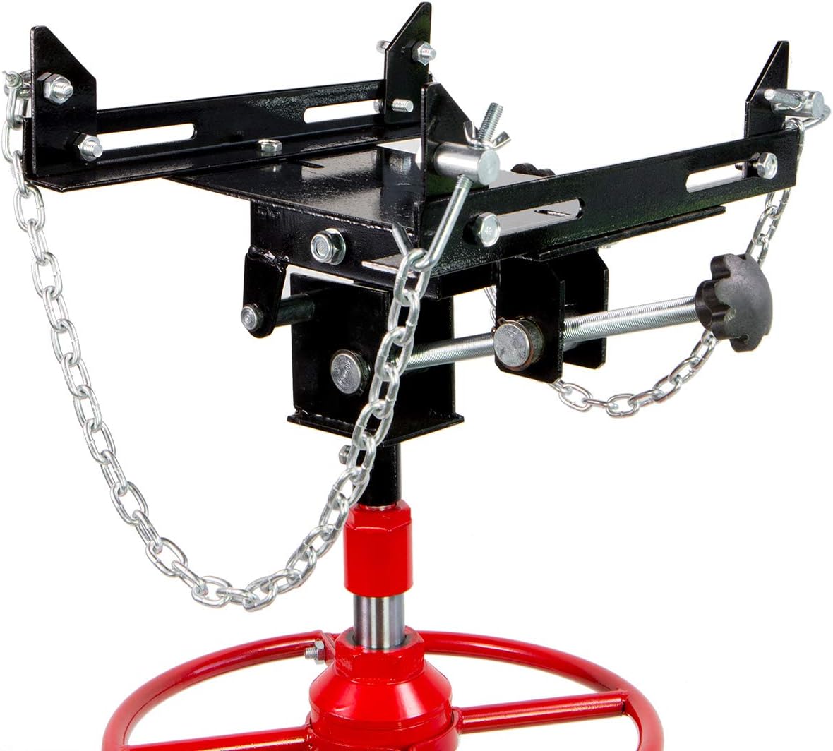 XtremepowerUS Heavy Duty 1/2 Ton Hydraulic Telescopic Transmission Jack 2-Stage Hydraulic Transmission Pump Lift Hoist, Red/Black
