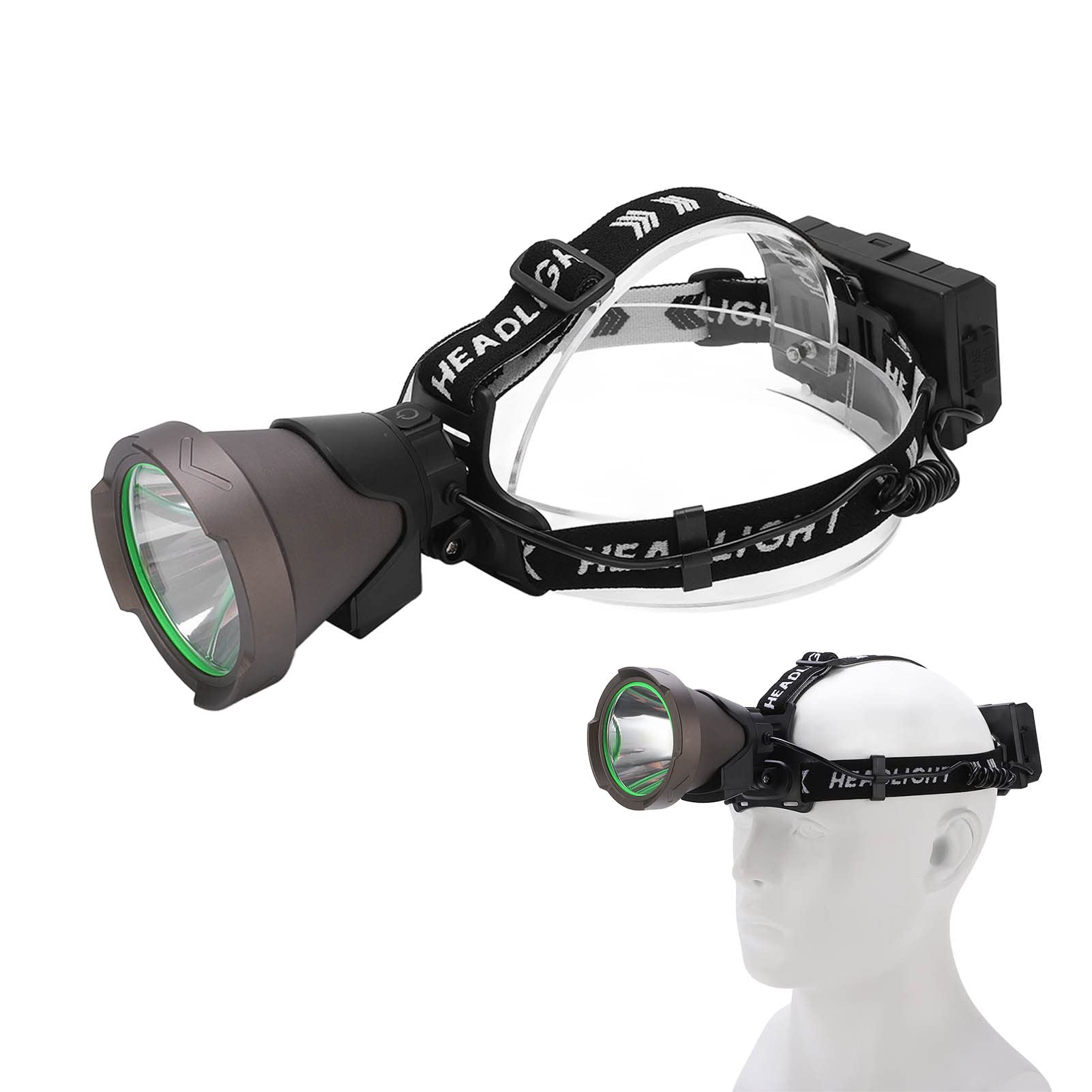 Lampada frontale a LED ad alta luminosità, Torcia frontale ricaricabile tramite USB, per Pesca in campeggio, escursionismo, Alta potenza, Impermeabile, Lunga durata