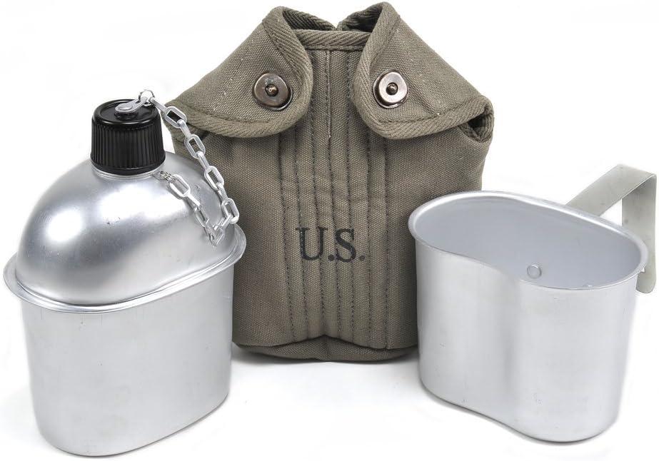 World War Supply U.S. WW2 Canteen, Dark OD Cover and Canteen Cup Repro