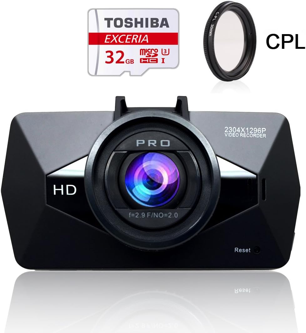 Dash Cam - SEYDI S1 2.7" LCD FHD 1296P 170 Wide Angle Car Dashboard Camera DVR Recorder Ambarella A7 LA70 with CPL 32G Card GPS G-Sensor WDR Superior Night Vision WDR Loop Recording