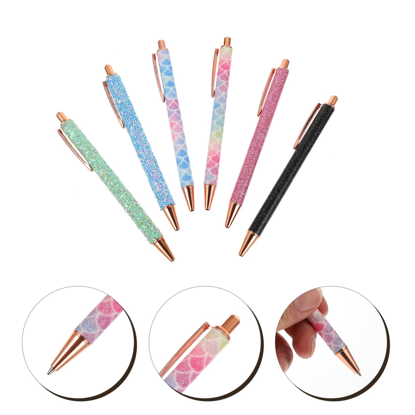 Lot De 5 Stylos À Bille Élégants À Paillettes Design Ergonomique Pour Lécriture Quotidienne Fournitures Scolaires 6 Pièces X 5