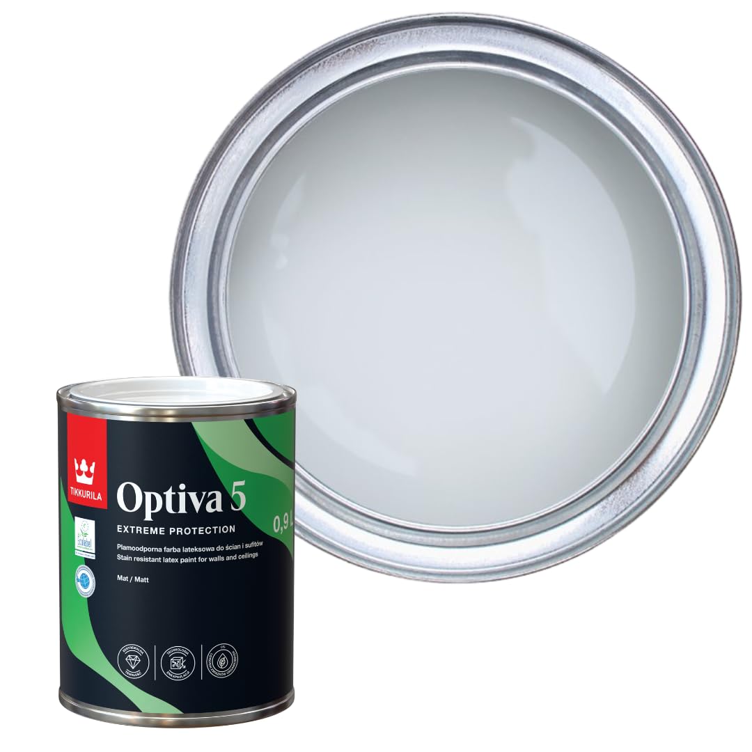 TIKKURILA Optiva 5 Matt Emulsion Paint – Durable, Scrubbable & Easy-Clean for Walls and Ceilings | Zero VOC - 1L Prince G490