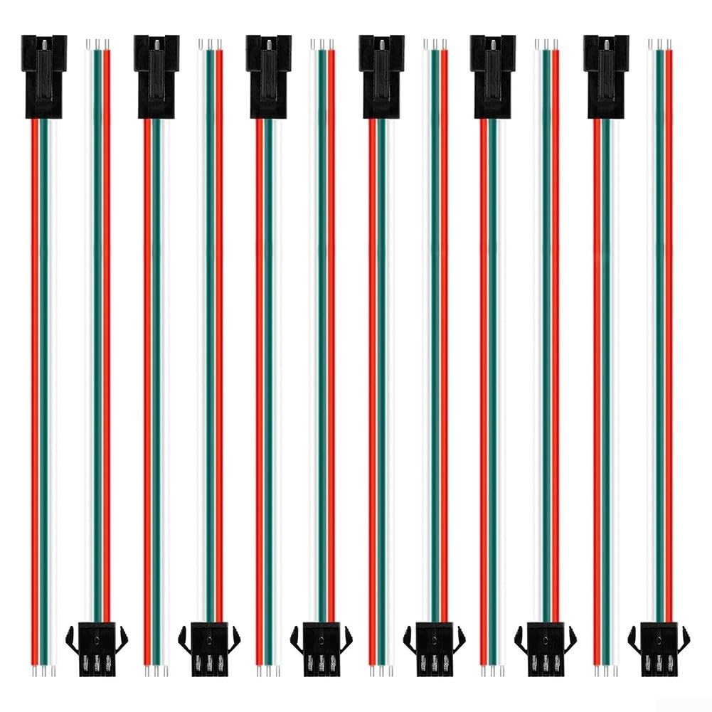 30 Paar JST SM 3-Pin-Steckverbinder mit 15 cm Kabeln – Stecker/Buchse LED-Streifen-Steckverbinderset für WS2812B, WS2811, SK6812, 20 AWG-Draht enthalten