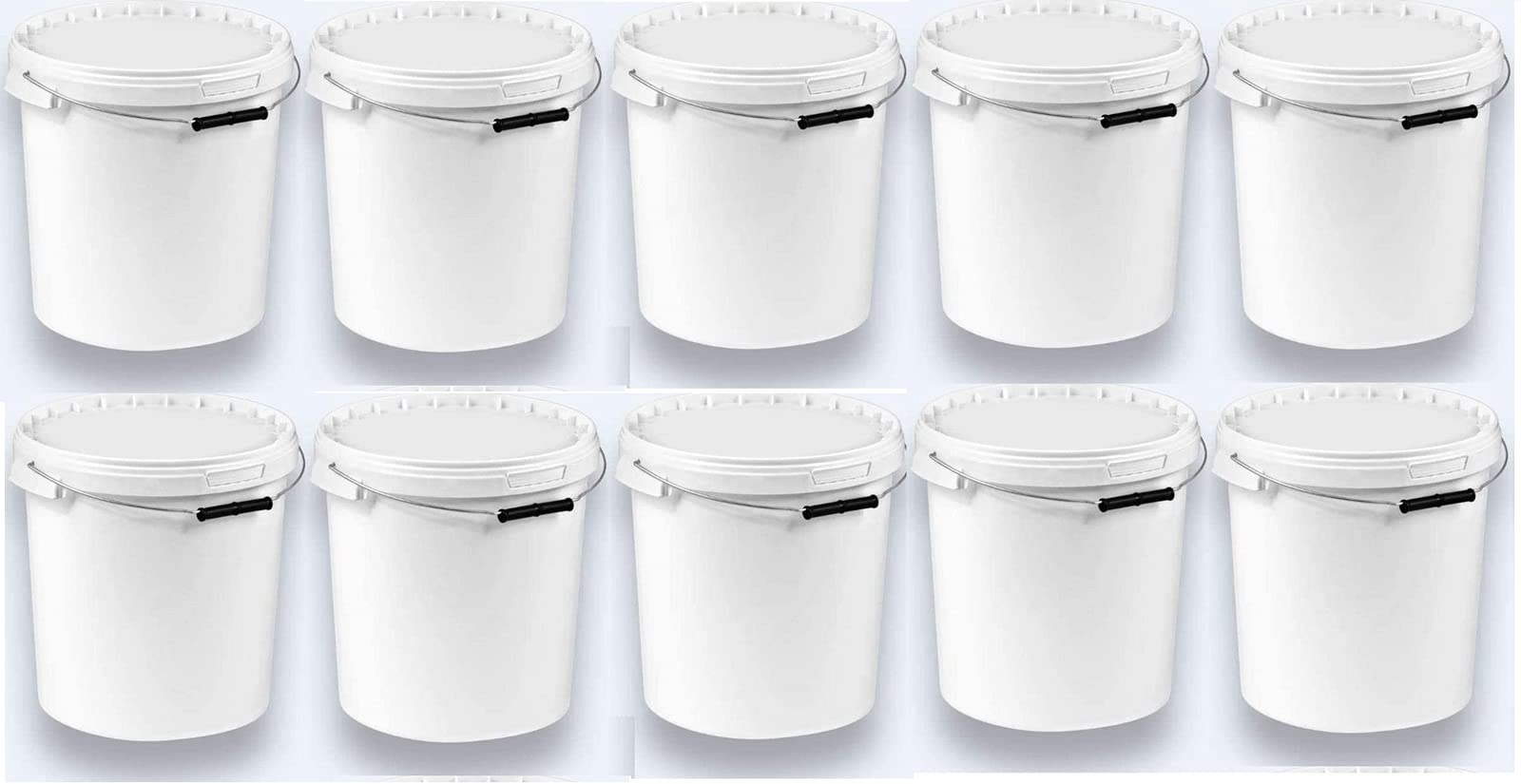 Silplast 10 x 20 Liter Eimer mit Deckel weiß 10 Stück, stapelbarerer Milch-/Vorratseimer, Honigeimer Kunststoffeimer Lebensmittelfreigabe, Lebensmittelechte Behälter, Leereimer für Mehl, Wassereimer