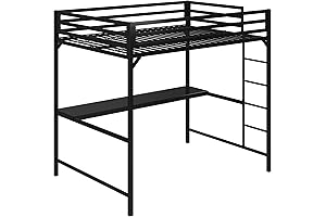 DHP Miles Metal Full Loft Bed with Integrated Desk Setup - Black