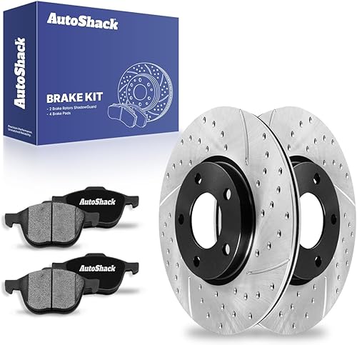 AutoShack Kit de freno delantero de repuesto para Mazda 3 Sport 2004-2013 Mazda 3 2012-2017 Mazda 5 perforados y ranurados con revestimiento E