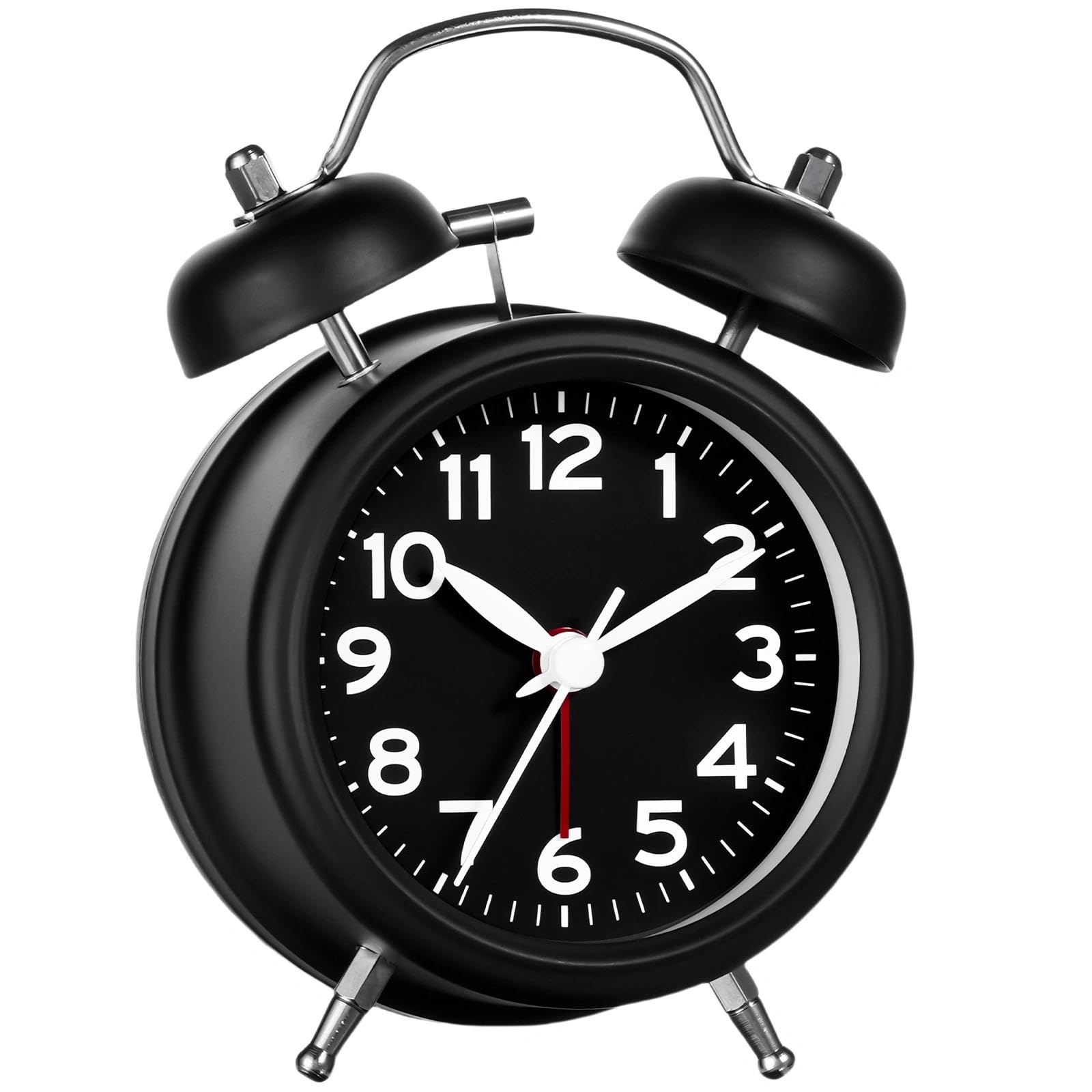 AKCISOT Loud Alarm Clock for Heavy Deep Sleepers 3 Inches Analog Metal Twin Bell Clocks Battery Operated with