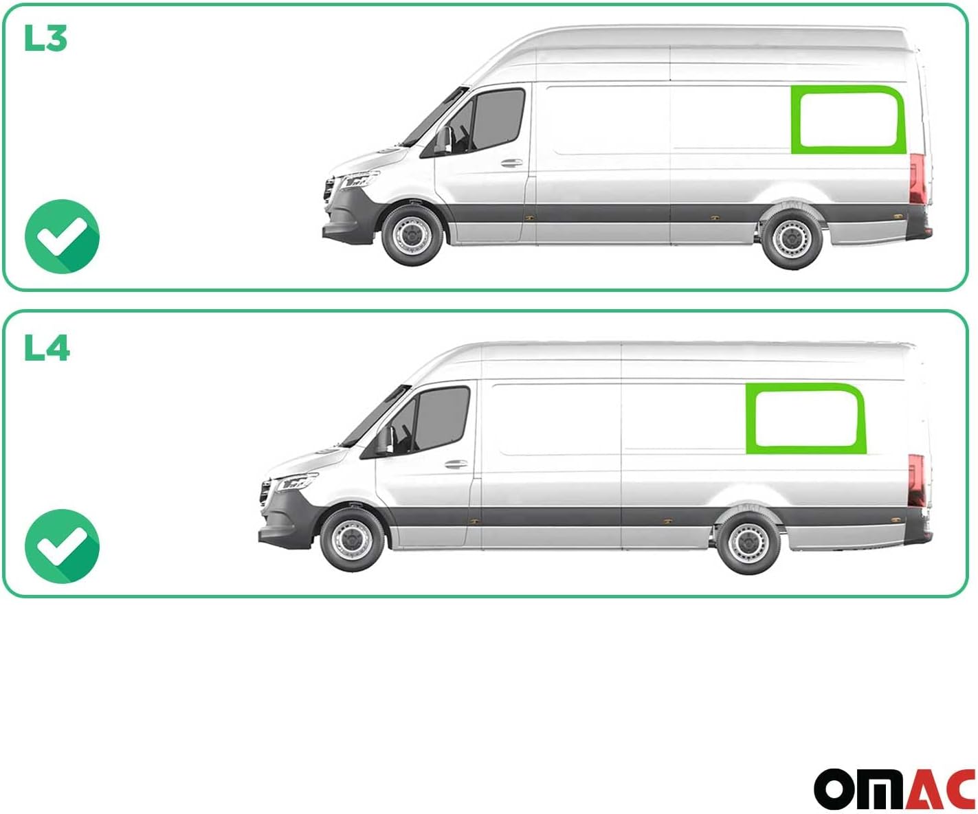 OMAC Window Glass for Dodge Sprinter 2007-2009 Rear Left Side L3 L4 Black