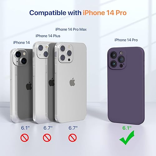 Miniatura 6 de Miracase - Funda diseñada para iPhone 14 Pro, de silicona líquida a prueba de golpes, 1 protector de pantalla, compatible con Magsafe, 6.1pulgadas,