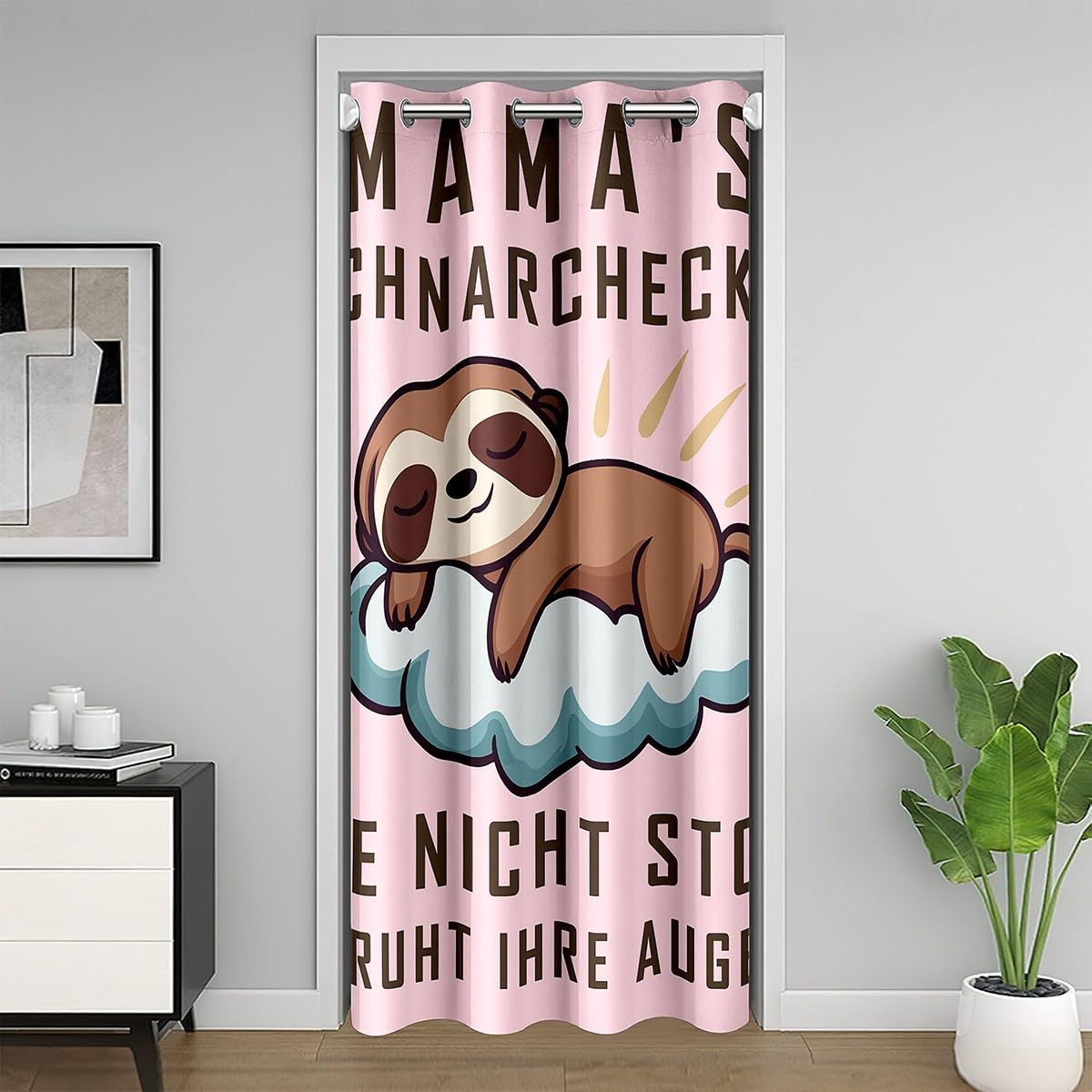 Loussiesd Cute Sloth Door Curtain for Doorway Privacy 132x213cm 1 Panel Kawaii Animal Closet Cover Boys Girls Cartoon Zoo Animals Room Divider Curtain Washable Brown Pink Bedroom Living Room Decor