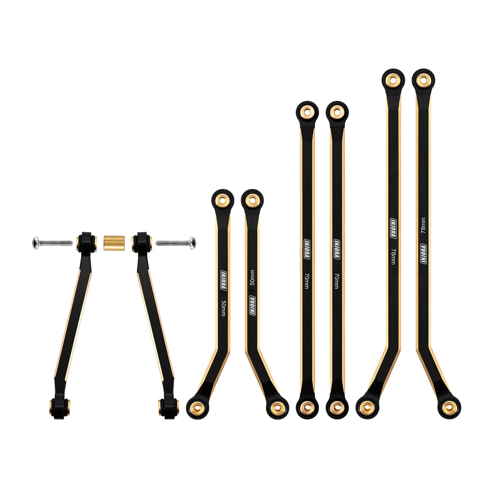 INJORA High Clearance Front 4 Links Set 43g Brass Links Set for SCX24 Gladiator Dodge Power Wagon 1/24 RC Crawler Car Axial AXI00005,8PCS โ image 1