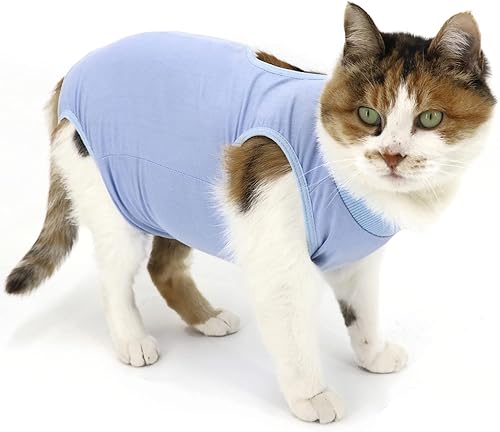 Miniatura 4 de Traje de recuperación para gatos, traje de recuperación quirúrgica para gatos para heridas abdominales o enfermedades de la piel, mono de gato para