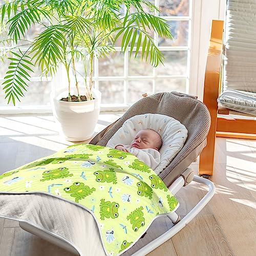 Image of Swaddle Blanket for Frogs and Dragonfly Baby Receiving Blanket Muslin Baby Swaddles Soft Cotton Breathable Nursery Blankets for Unisex Boys and Girls 30x40 Inch