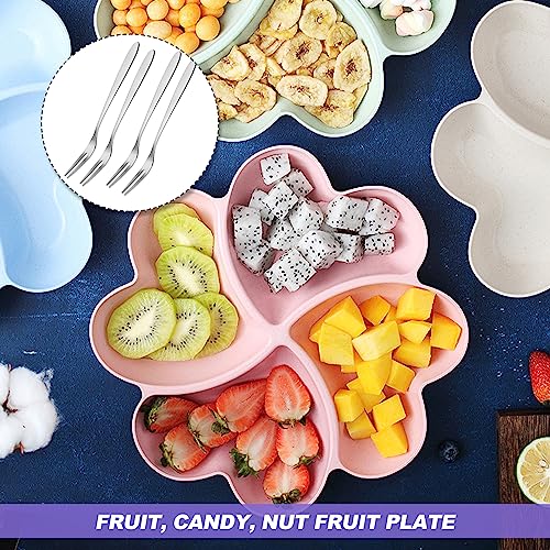 Snack Tray, 4 PCS Multi Use Compartment Trays, 4 Compartment Snack Plate with 4 PCS Tainless Fruit Fork Reusable Snack Tray for Family Restaurant Gathering Party Fruit Dessert Snacks 23 X 3 cm - Image 3