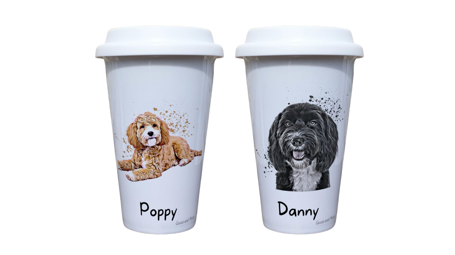 Cockapoo Dog Travel Mug Personalised - Gift for Dog Owners & Lover - Personalised Dog Thermal Ceramic Insulated Travel Mug (Poppy)