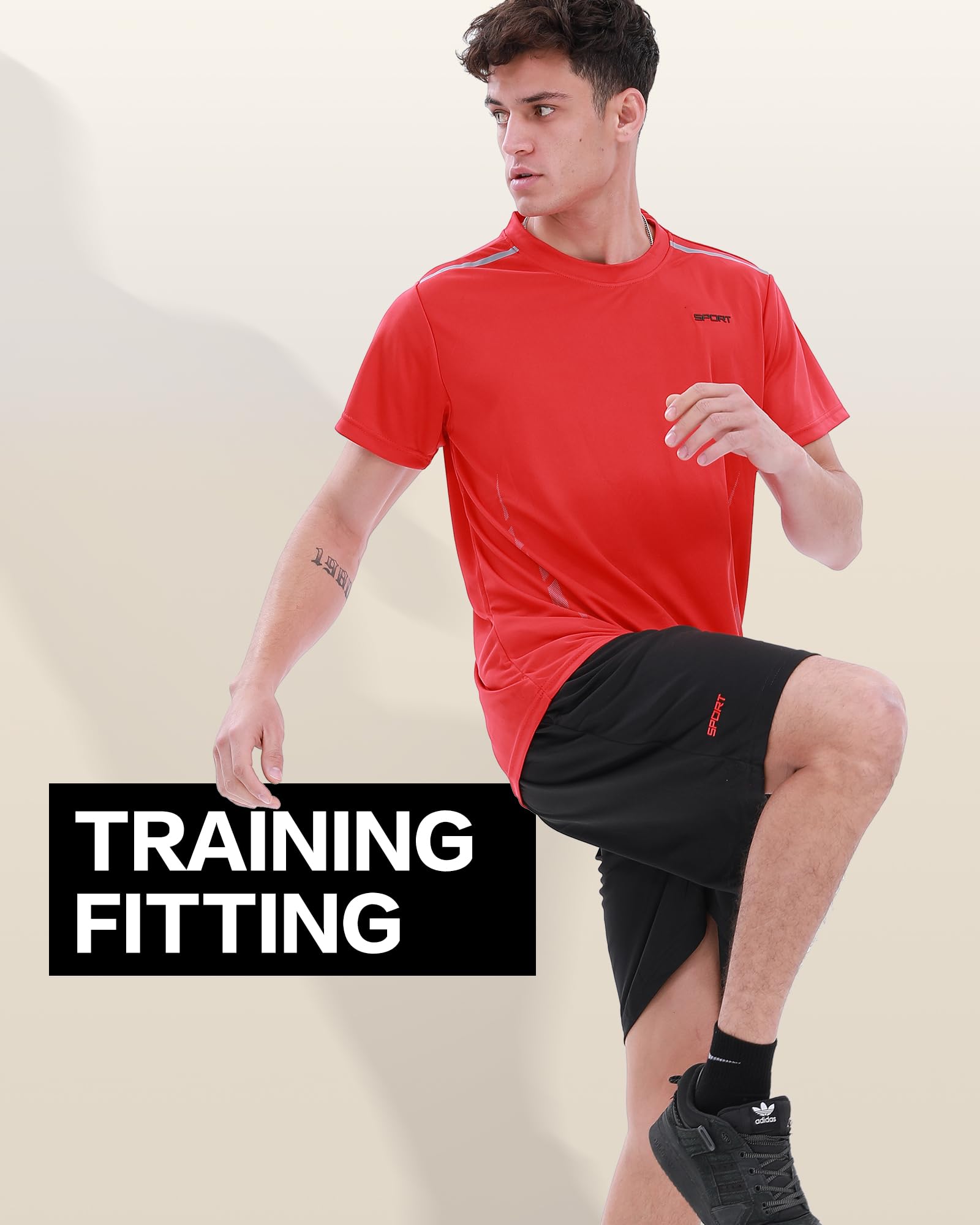 BOOMCOOL Camicie da allenamento da uomo per palestra da uomo, set di 6 camicie e pantaloncini