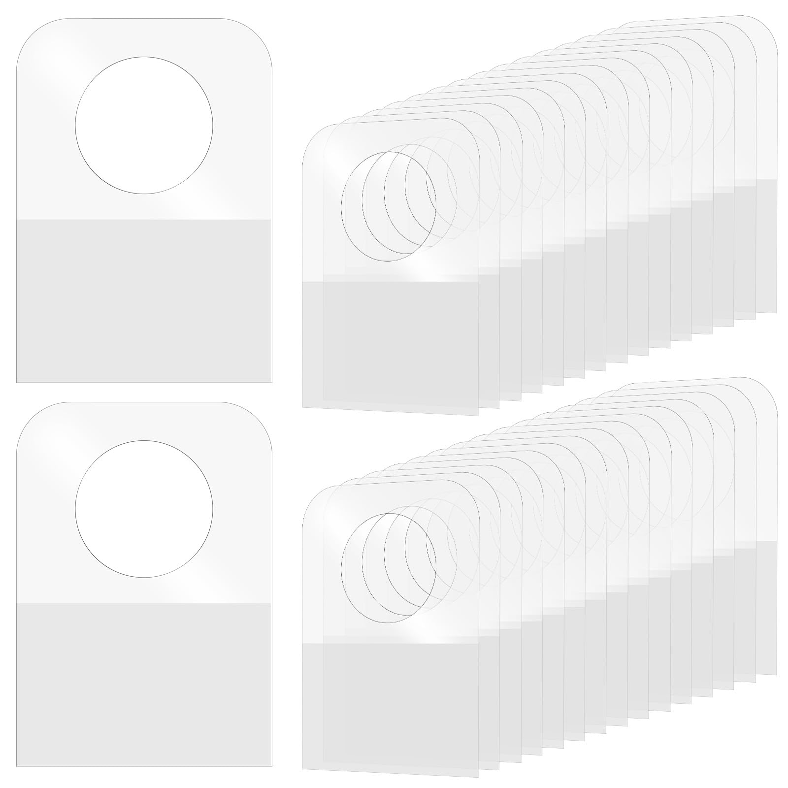 300 Pcs Hang Tags, Self-Adhesive Hanging Tabs 1.2×0.9 Inch Round Hole Hanging Tabs Retail Self Adhesive Hang Tags Clear Plastic Sticky Stickers for Retail Handicrafts Jewelry Display